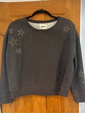 Pact Women's Charcoal Crewneck Sweatshirt w/ Stars